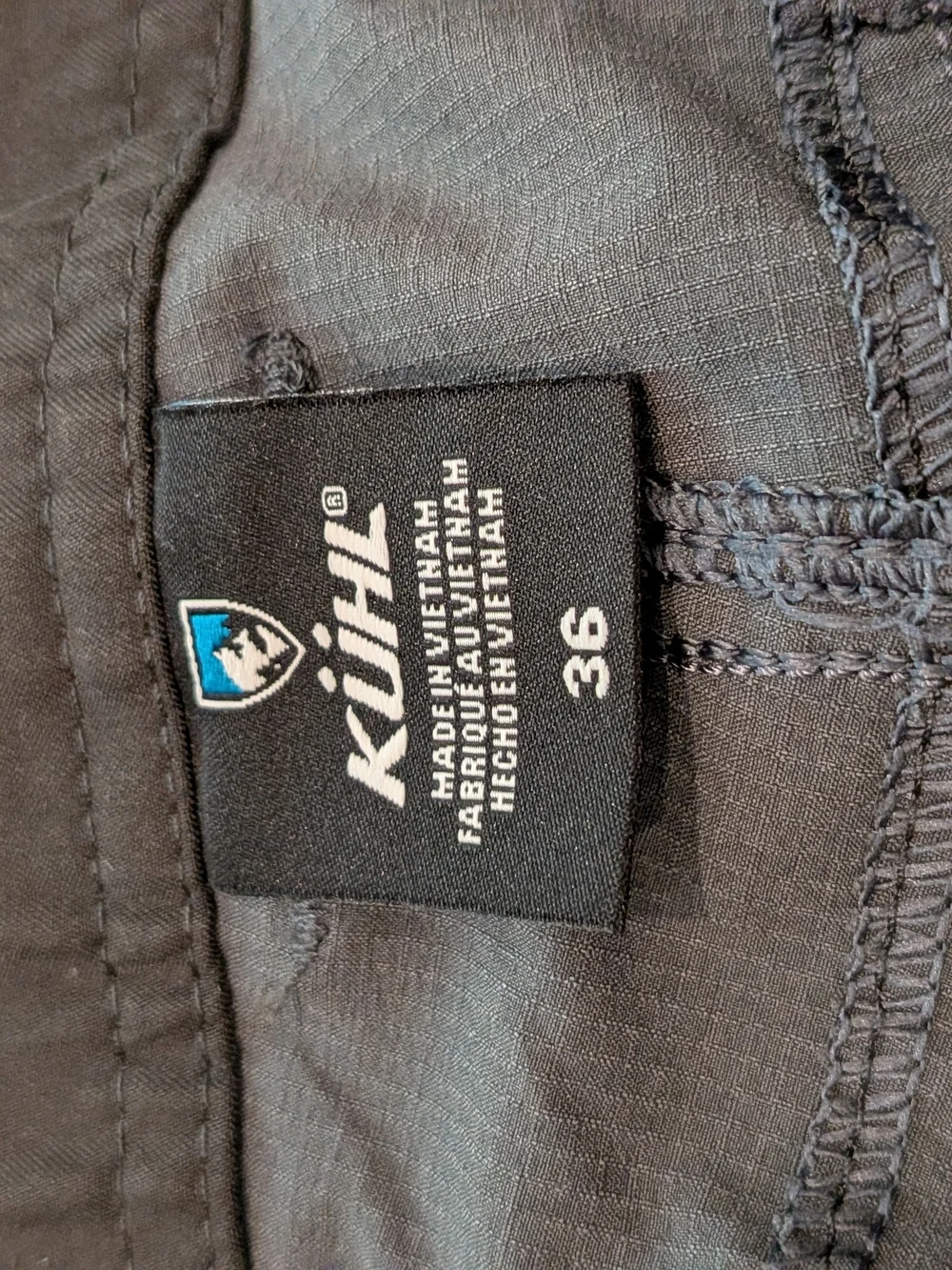 Kuhl Cargo Shorts 36 Silencr Kargo Gray carbon Lightweight softshell stretch UV